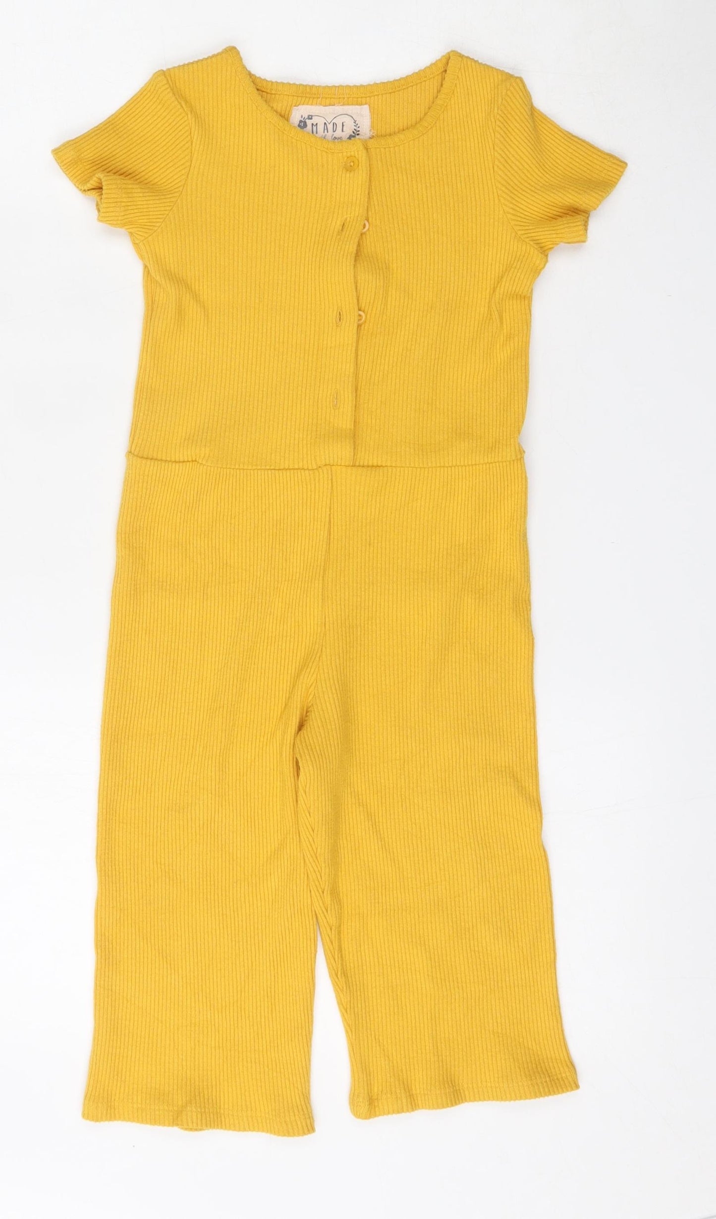 Primark Girls Yellow  Viscose Jumpsuit One-Piece Size 2 Years  Button