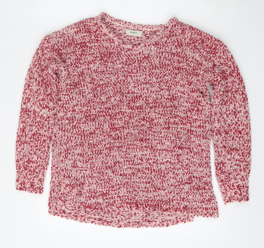 Front view of Papaya women’s red v-neck polyester jumper, size S
