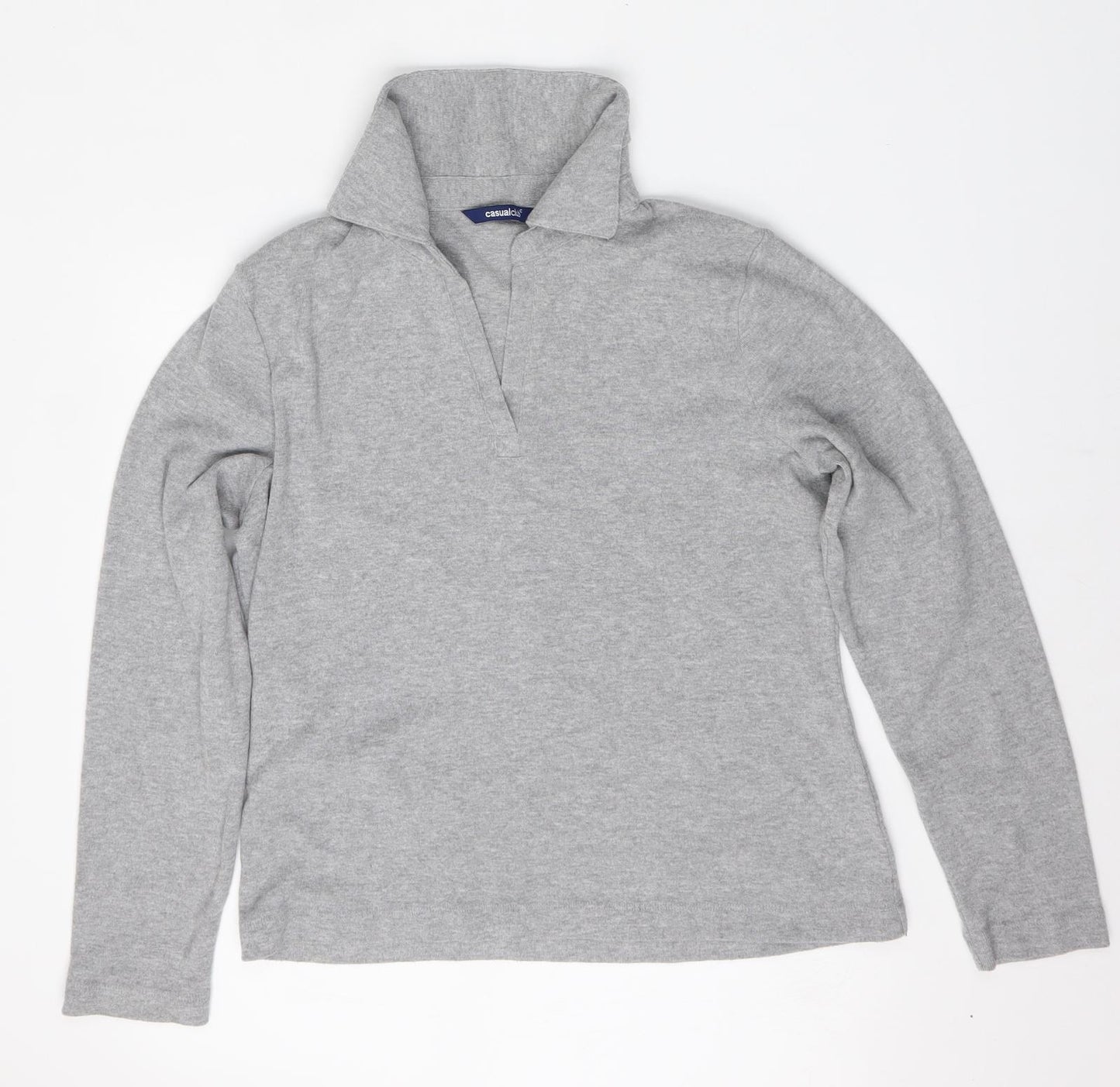 Casual Club Womens Grey  Cotton Basic Polo Size 14 Collared