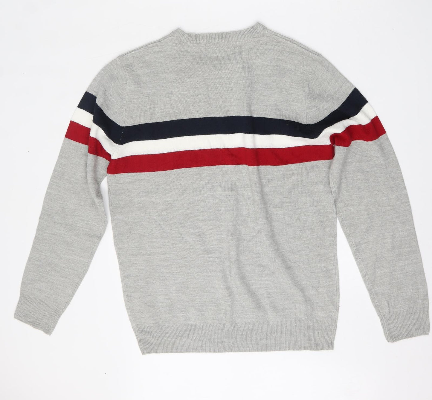 Primark Mens Multicoloured Round Neck Striped Acrylic Pullover Jumper Size M