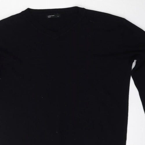 Cedar Wood State Mens Black V-Neck  Acrylic Pullover Jumper Size S