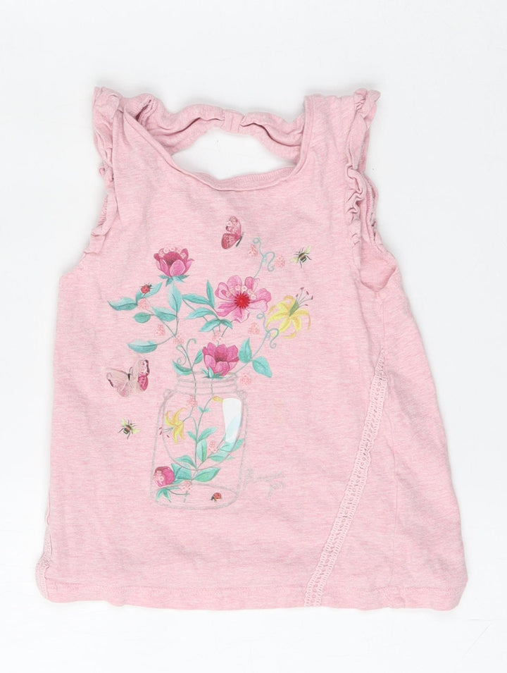 F&F Girls Pink  Cotton Basic Tank Size 2 Years Round Neck