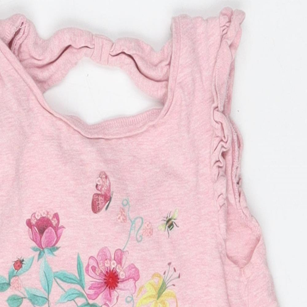 F&F Girls Pink  Cotton Basic Tank Size 2 Years Round Neck