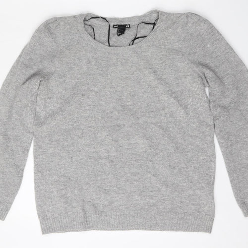 H&M Womens Grey Round Neck  Polyamide Pullover Jumper Size L