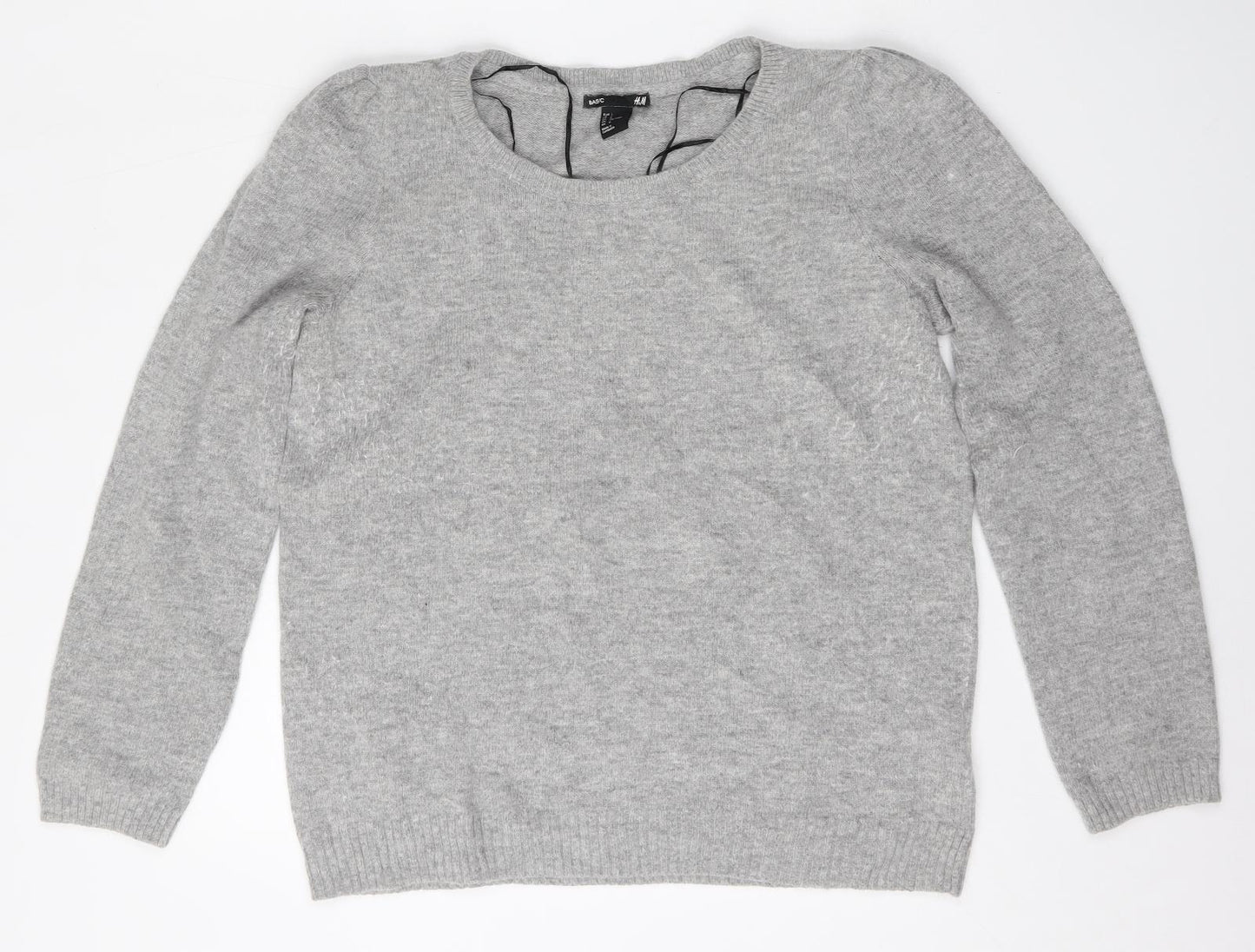 H&M Womens Grey Round Neck  Polyamide Pullover Jumper Size L