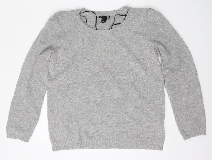 H&M Womens Grey Round Neck  Polyamide Pullover Jumper Size L