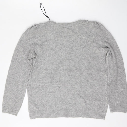 H&M Womens Grey Round Neck  Polyamide Pullover Jumper Size L