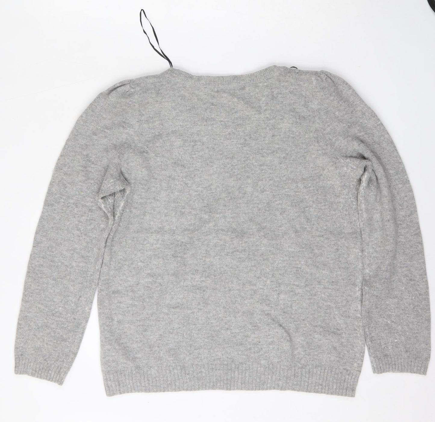 H&M Womens Grey Round Neck  Polyamide Pullover Jumper Size L