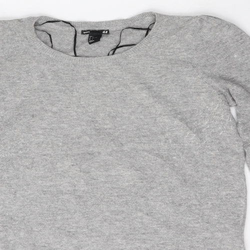H&M Womens Grey Round Neck  Polyamide Pullover Jumper Size L