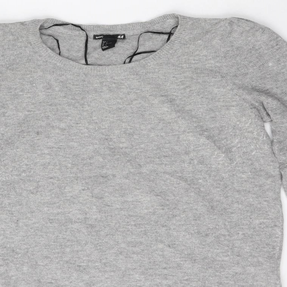H&M Womens Grey Round Neck  Polyamide Pullover Jumper Size L