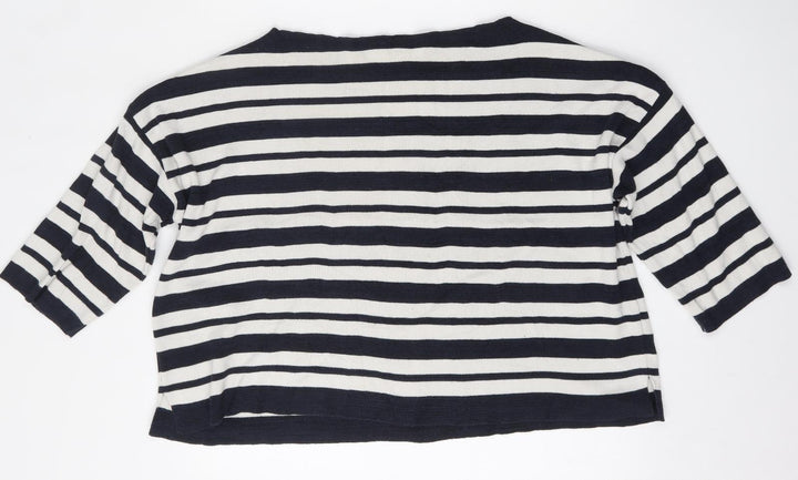 Atmosphere Womens Multicoloured Square Neck Striped Cotton Pullover Jumper Size 14