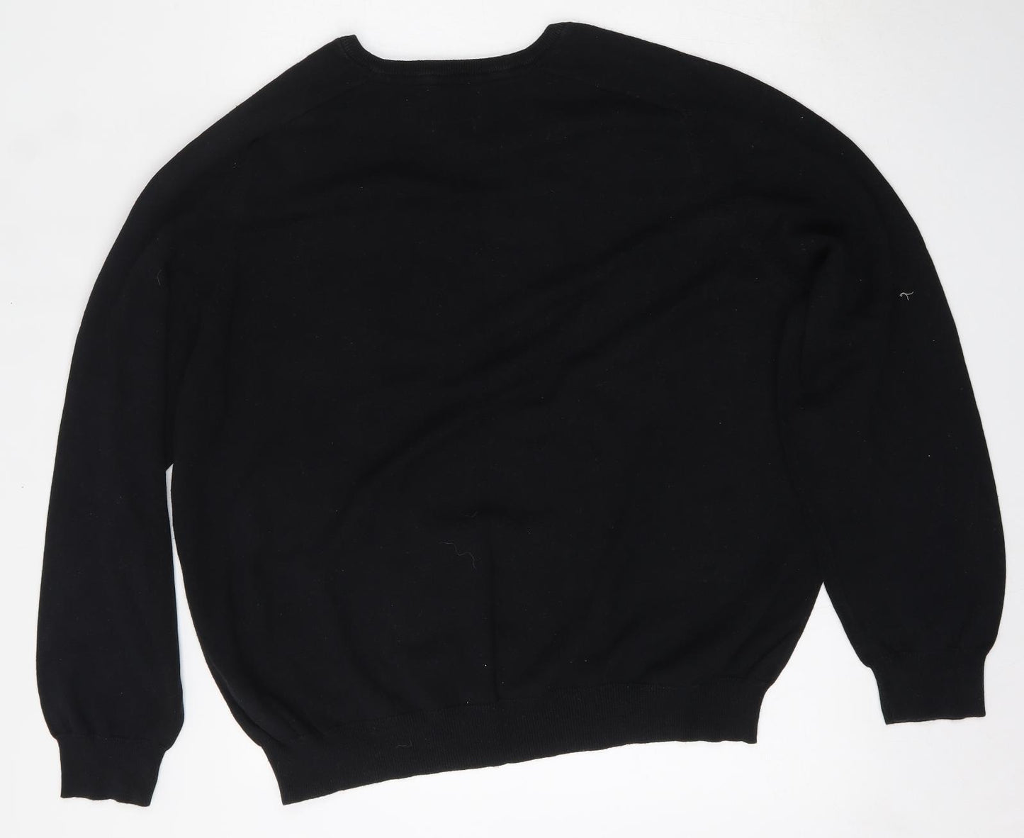 TU Mens Black V-Neck  Cotton Pullover Jumper Size XL