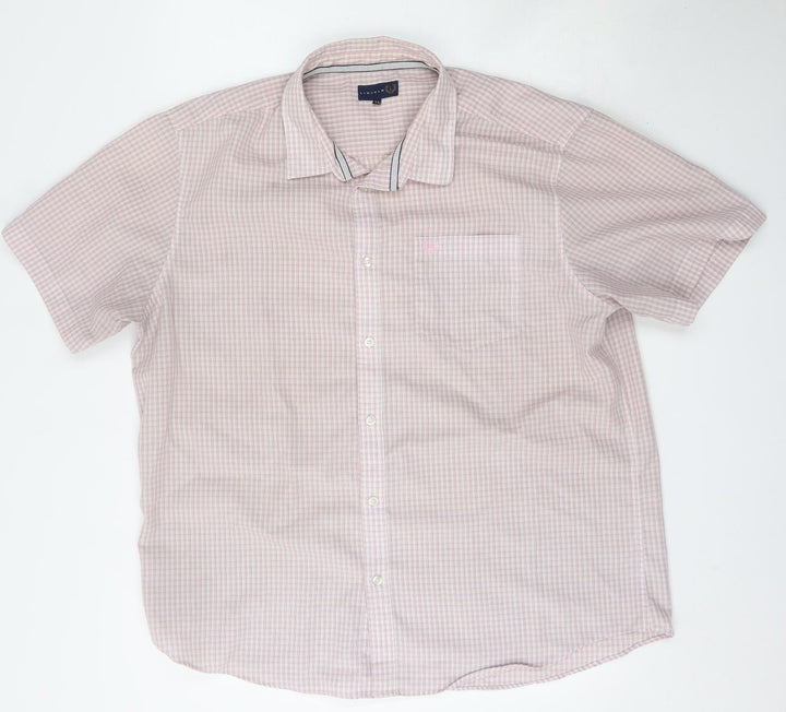 Lincoln Mens Pink Check Polyester  Button-Up Size XL Collared