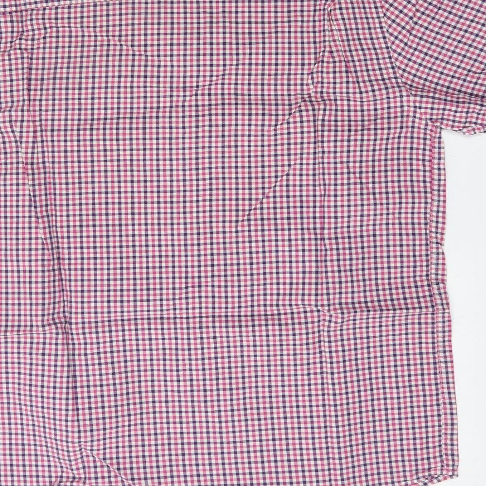 Morley Mens Red Check Cotton  Button-Up Size L Collared