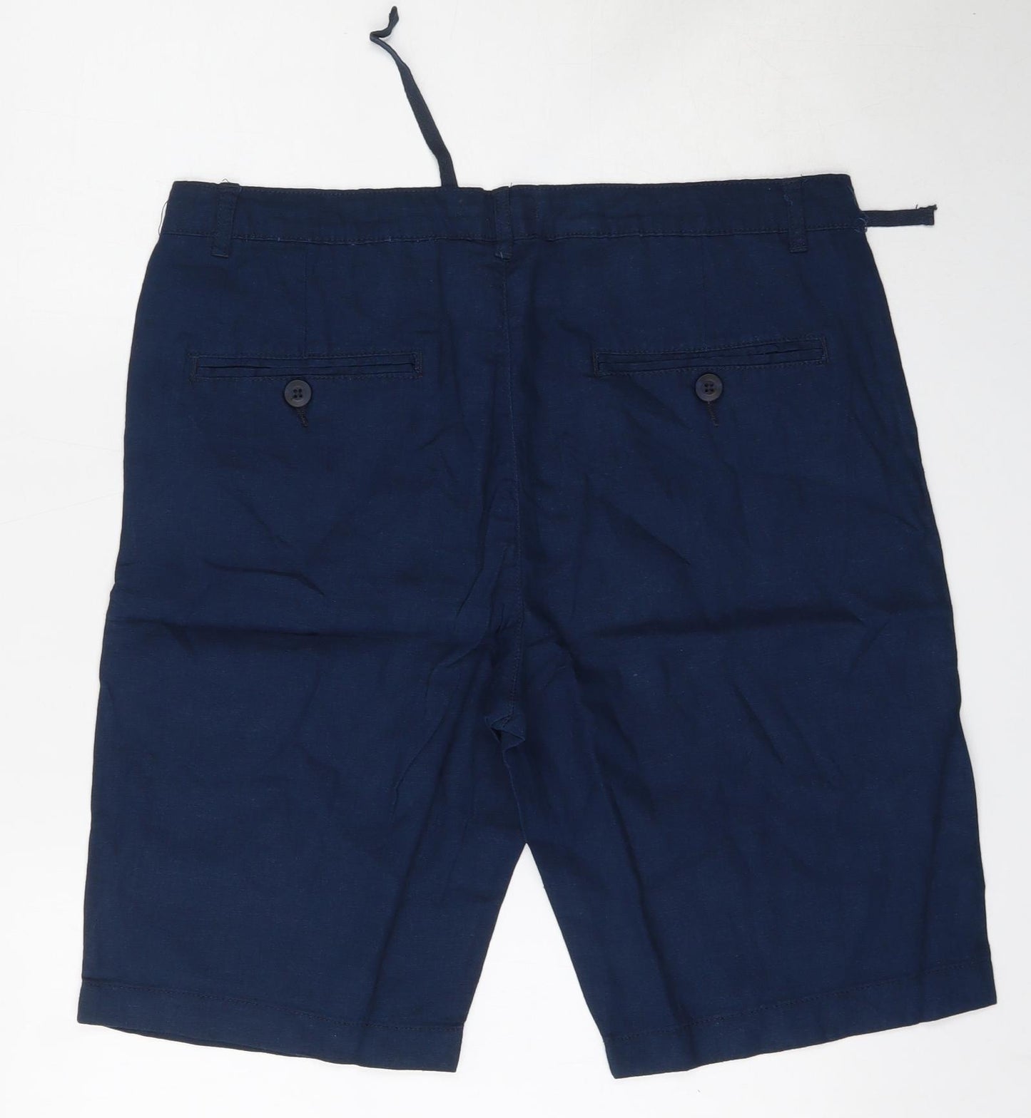 Studio Mens Blue  Linen Bermuda Shorts Size 34 L12 in Regular Button