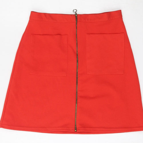 Atmosphere Womens Red  Polyester A-Line Skirt Size 12   Zip