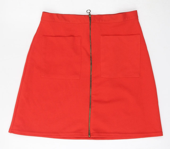 Atmosphere Womens Red Polyester A-Line Skirt Size 12 Zip