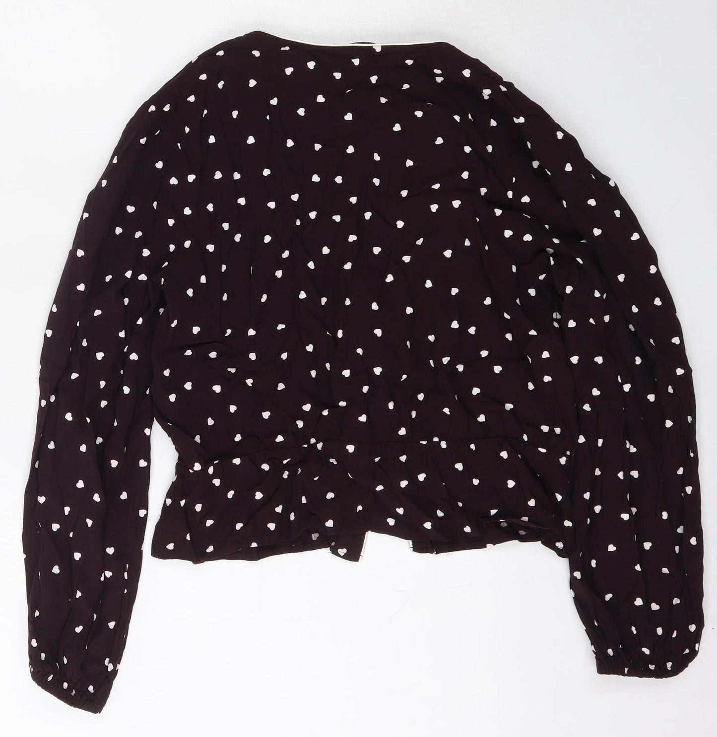 Topshop Womens Purple Geometric Polyester Basic Blouse Size 8 V-Neck