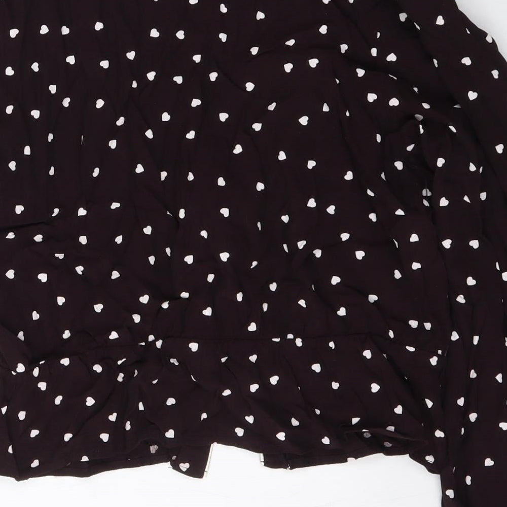 Topshop Womens Purple Geometric Polyester Basic Blouse Size 8 V-Neck