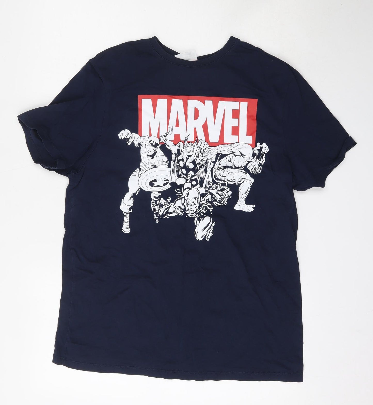 Primark Mens Blue  Cotton  T-Shirt Size XL Round Neck  - Marvel