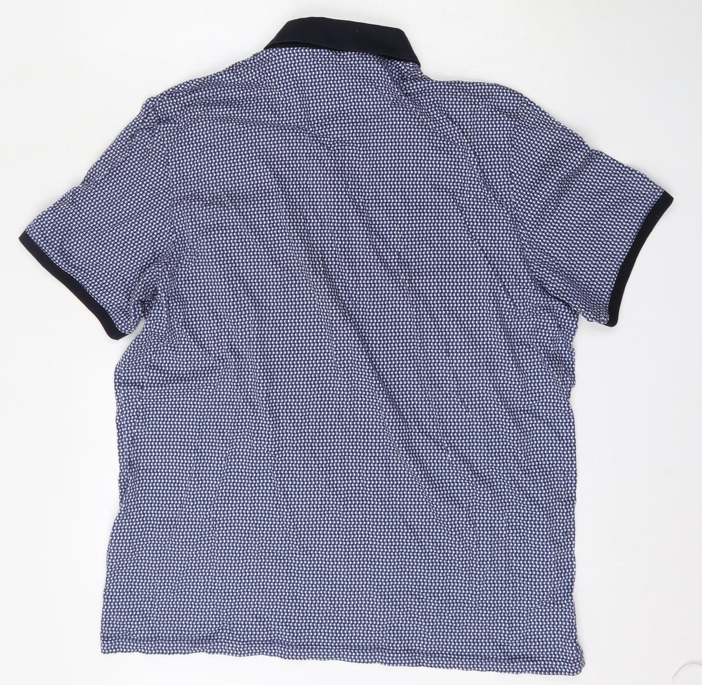 Ted Baker Mens Blue Spotted Cotton  Polo Size XL Collared