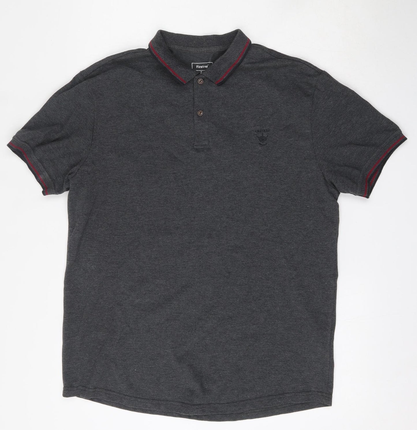 Firetrap Mens Grey  Cotton  Polo Size XL Collared Button