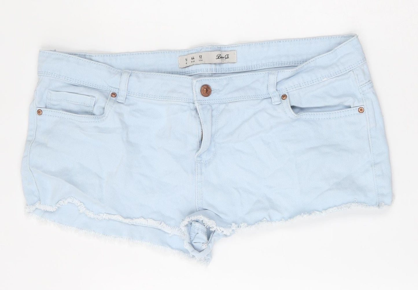 DENIM AND CO Womens Blue  Cotton Hot Pants Shorts Size 16  Regular Button