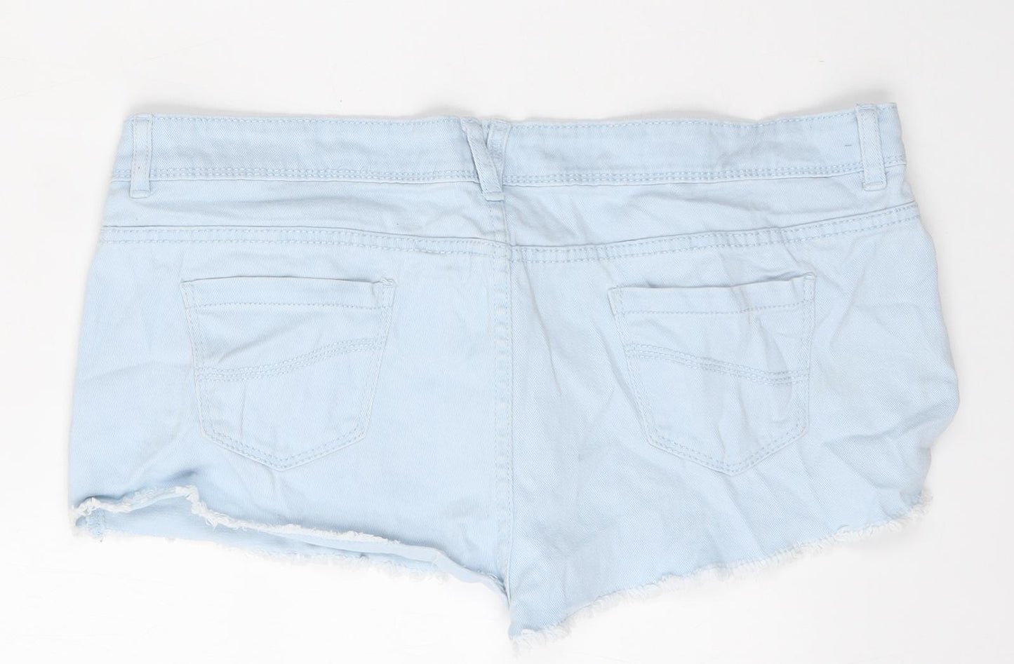 DENIM AND CO Womens Blue  Cotton Hot Pants Shorts Size 16  Regular Button
