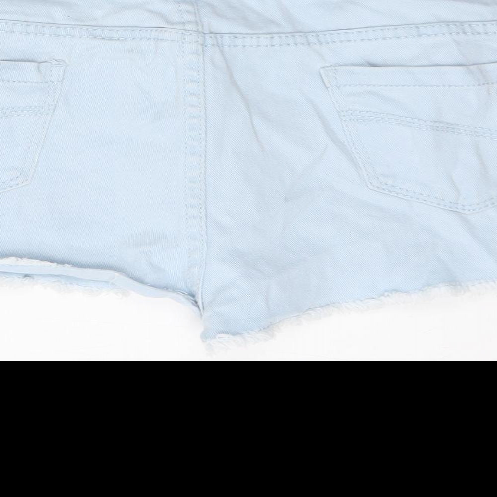 DENIM AND CO Womens Blue  Cotton Hot Pants Shorts Size 16  Regular Button