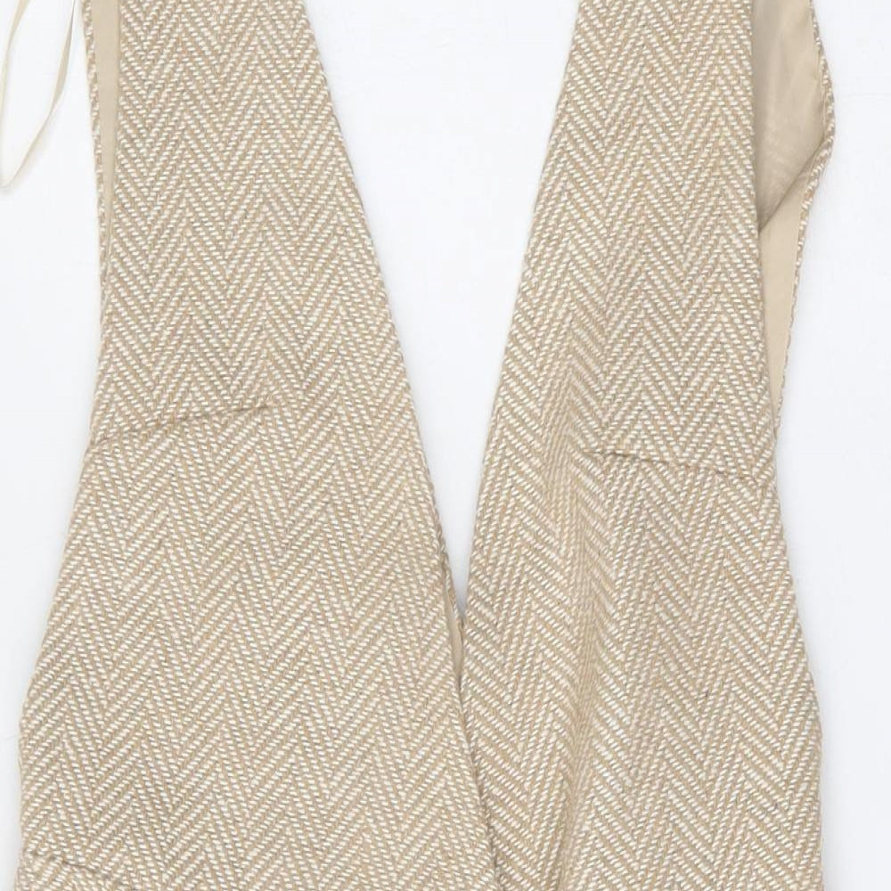 Primark Womens Beige Herringbone Polyester Dungaree One-Piece Size 8