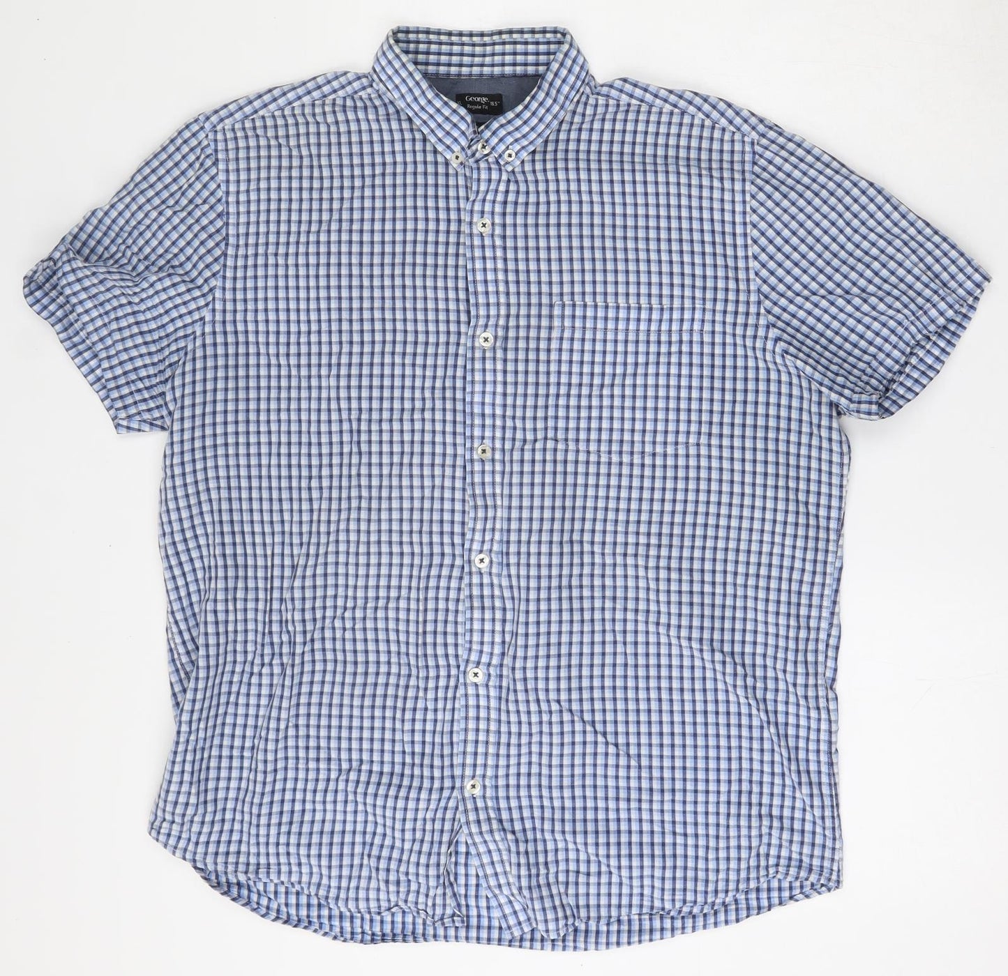 George Mens Multicoloured Check Cotton  Button-Up Size XL Collared Button
