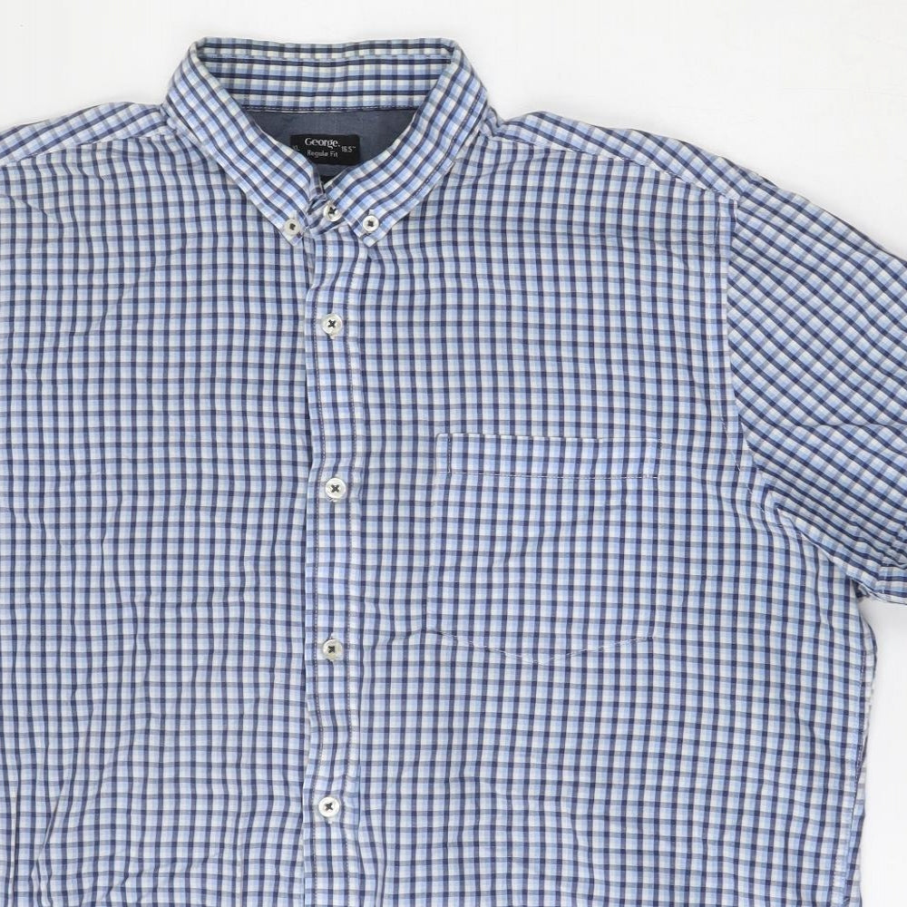 George Mens Multicoloured Check Cotton  Button-Up Size XL Collared Button