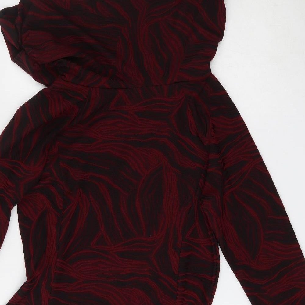 Joe Browns Womens Red Striped Polyester Fit & Flare  Size 12  High Neck