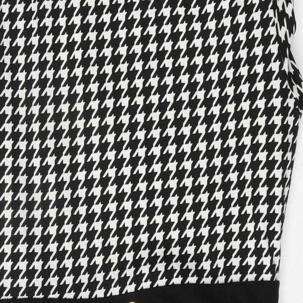 Preworn Womens Multicoloured Houndstooth Polyester Shift  Size L  Round Neck