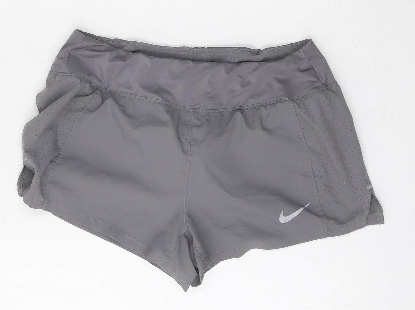 Nike Womens Grey  Polyester Sweat Shorts Size M L3 in Regular  - Running Shorts