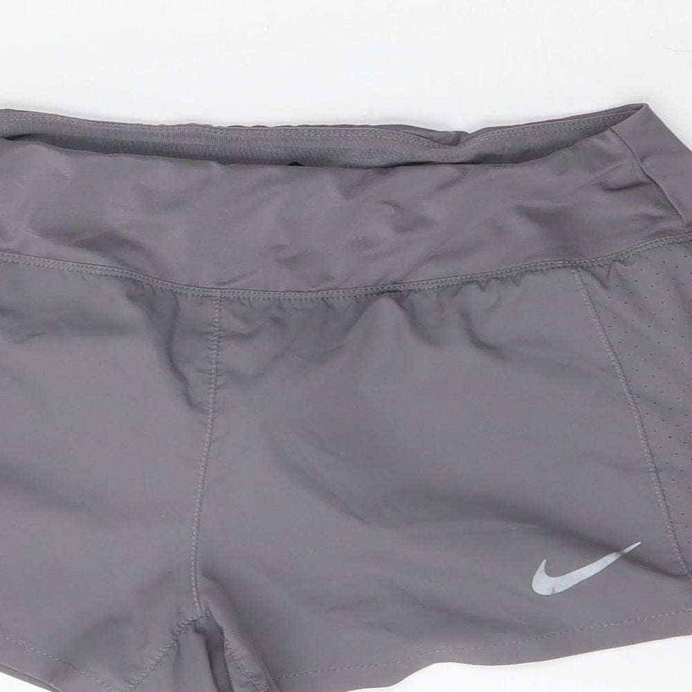 Nike Womens Grey  Polyester Sweat Shorts Size M L3 in Regular  - Running Shorts