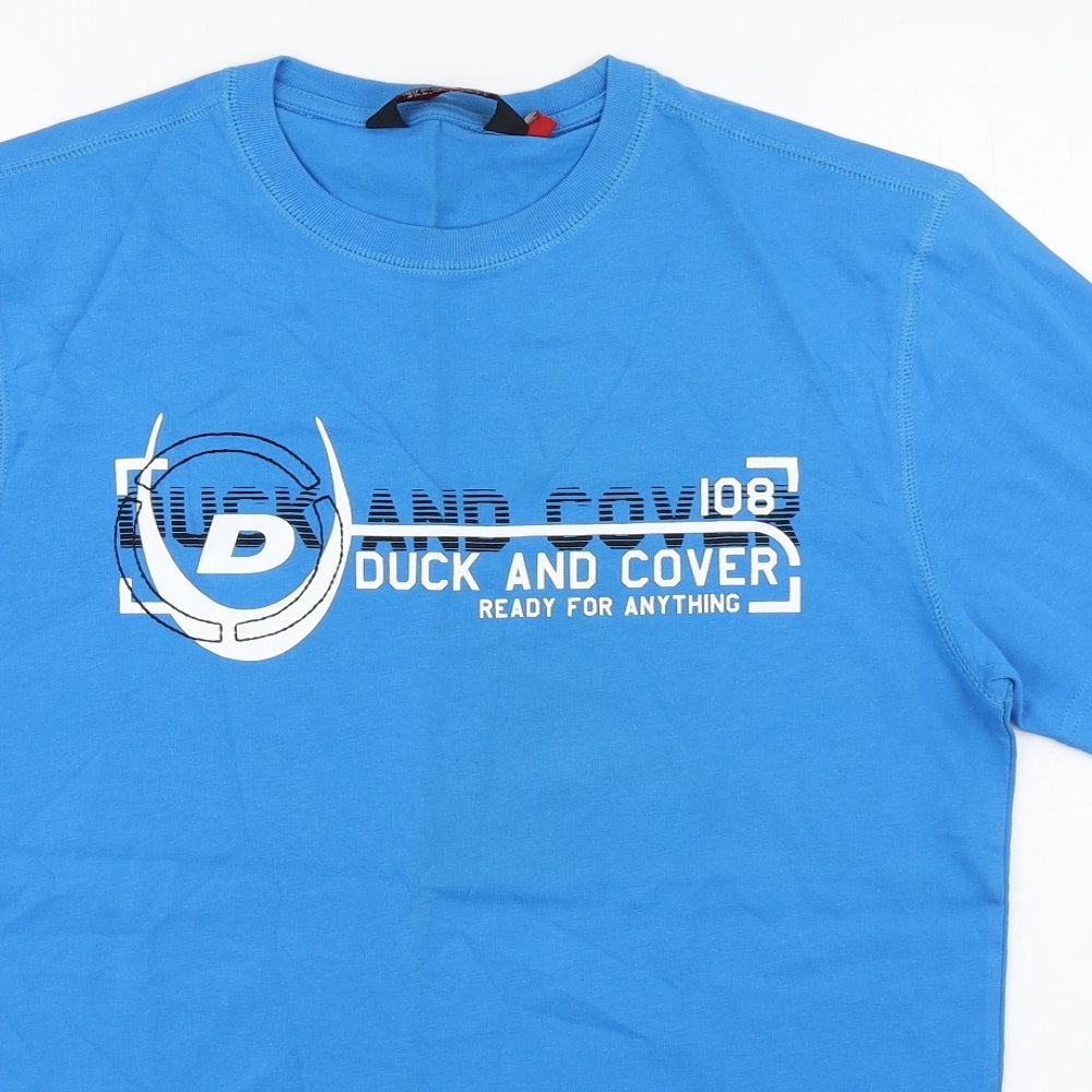 Duck and Cover Mens Blue  Cotton  T-Shirt Size M Round Neck