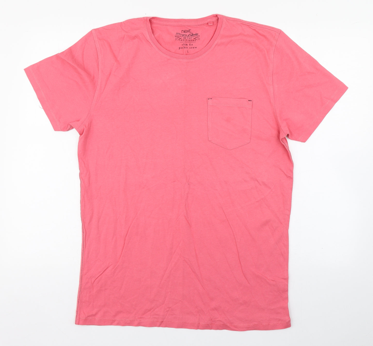 NEXT Mens Pink  Cotton  T-Shirt Size L Round Neck