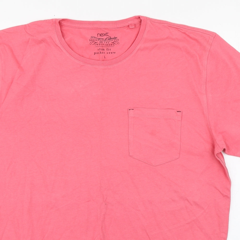 NEXT Mens Pink  Cotton  T-Shirt Size L Round Neck