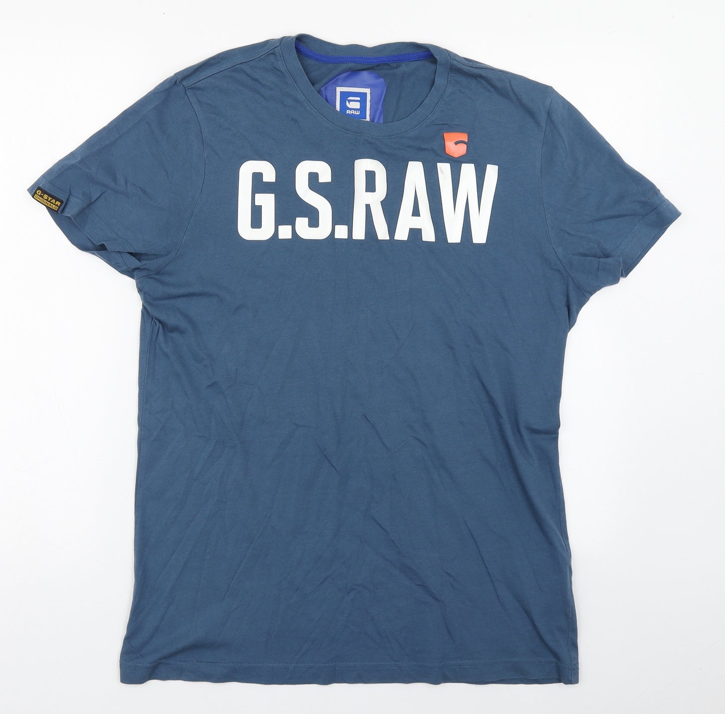 G-Star Raw Mens Blue  Cotton  T-Shirt Size M Round Neck