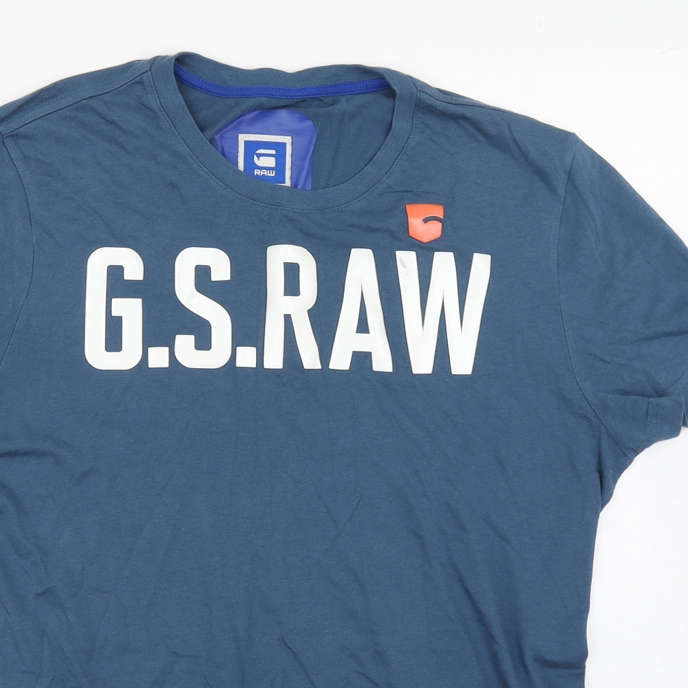 G-Star Raw Mens Blue  Cotton  T-Shirt Size M Round Neck