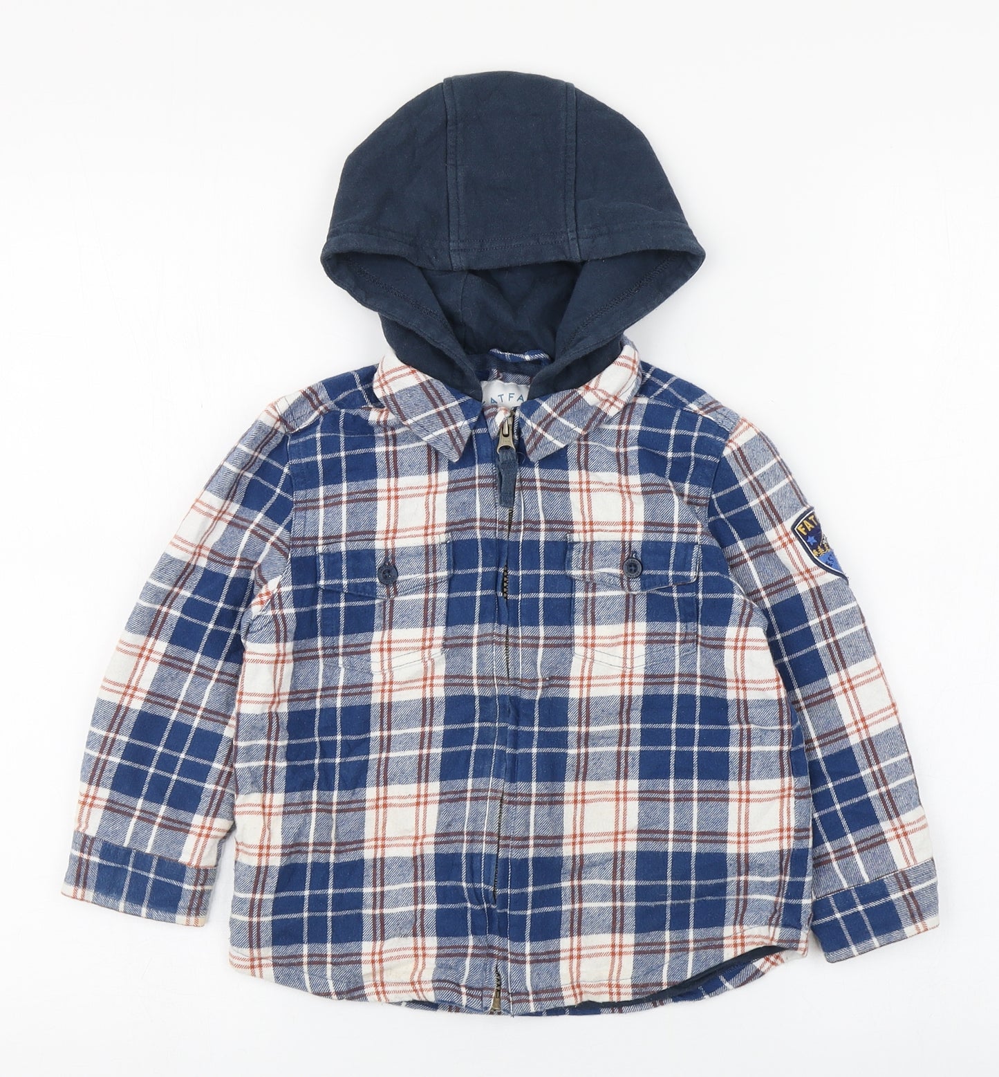 Fat Face Boys Blue Plaid  Jacket  Size 4-5 Years  Zip