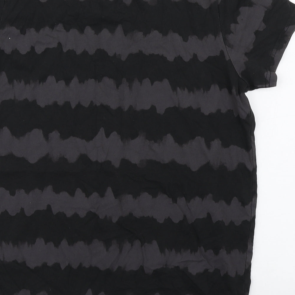 Primark Boys Grey Striped Cotton Basic T-Shirt Size 12-13 Years Round Neck Pullover