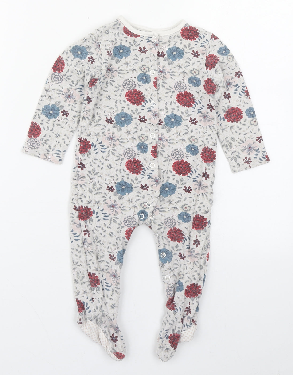 TU Baby Multicoloured Floral 100% Cotton Babygrow One-Piece Size 12-18 Months  Button