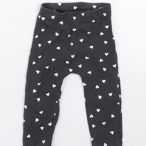 Matalan Girls Grey Polka Dot Cotton Jogger Leggings Size 6-9 Months