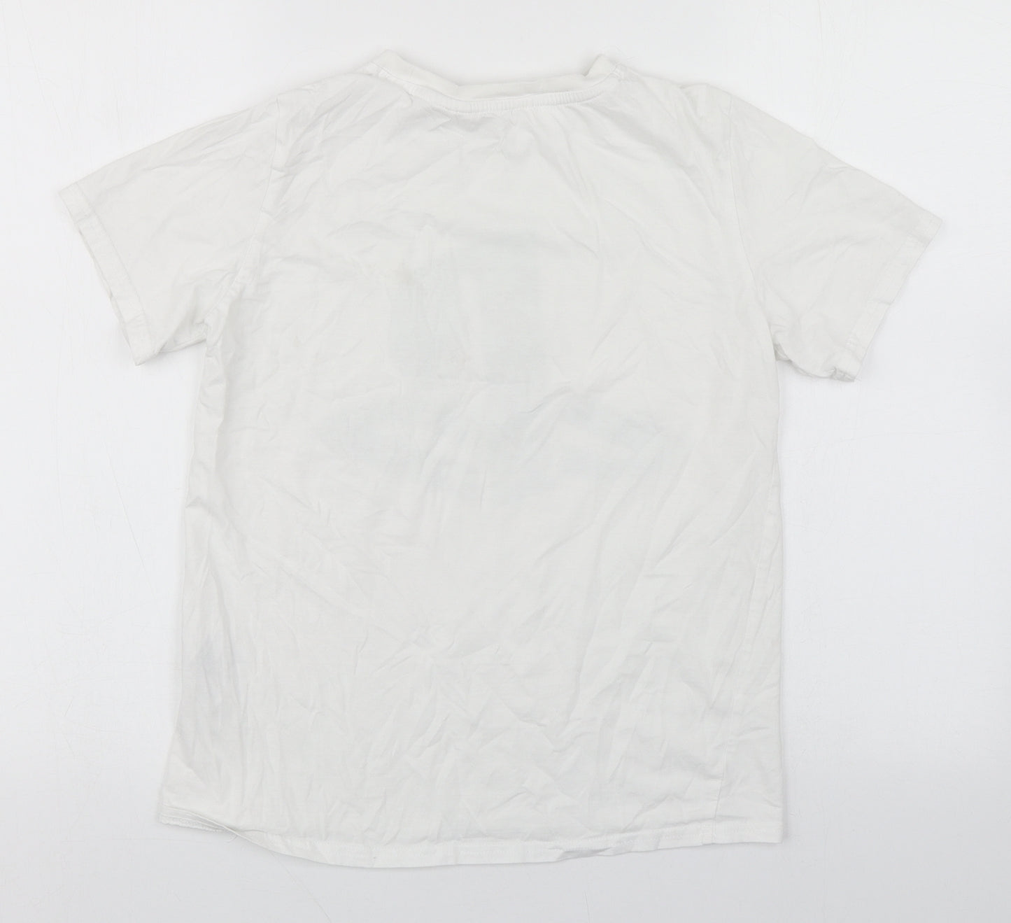 H&M Boys White  Cotton Basic T-Shirt Size 11-12 Years Round Neck Pullover - Playstation