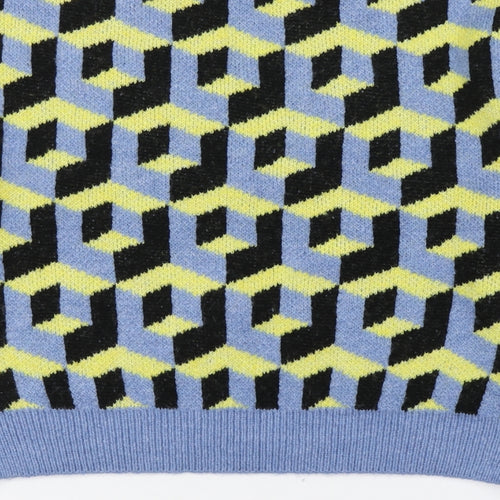 Primark Womens Multicoloured Round Neck Geometric Acrylic Pullover Jumper Size M