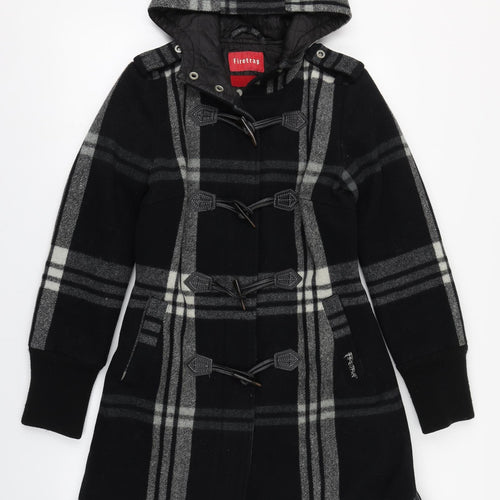 Firetrap Womens Black Plaid  Overcoat Coat Size S  Zip