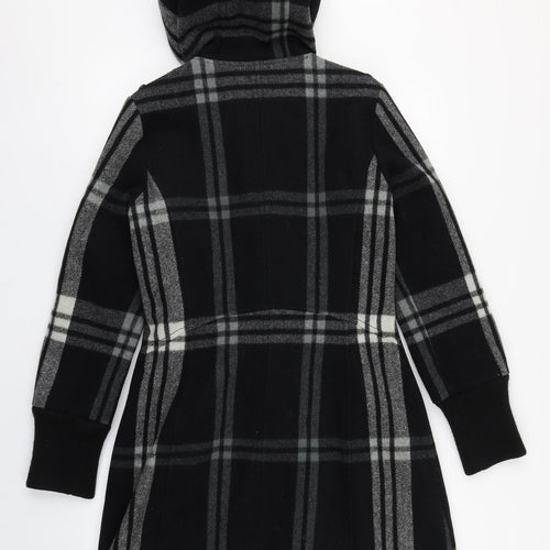 Firetrap Womens Black Plaid  Overcoat Coat Size S  Zip