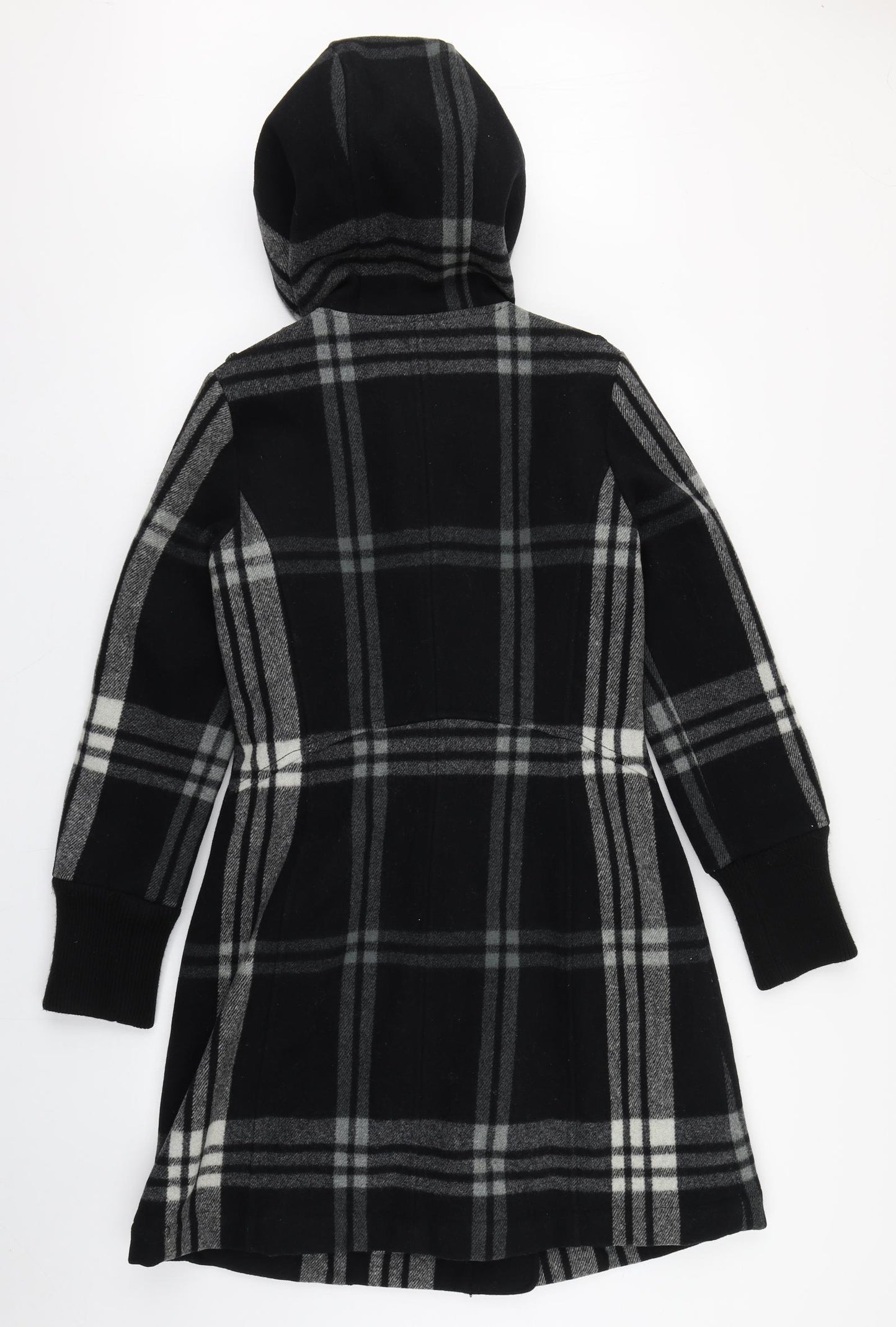 Firetrap Womens Black Plaid  Overcoat Coat Size S  Zip